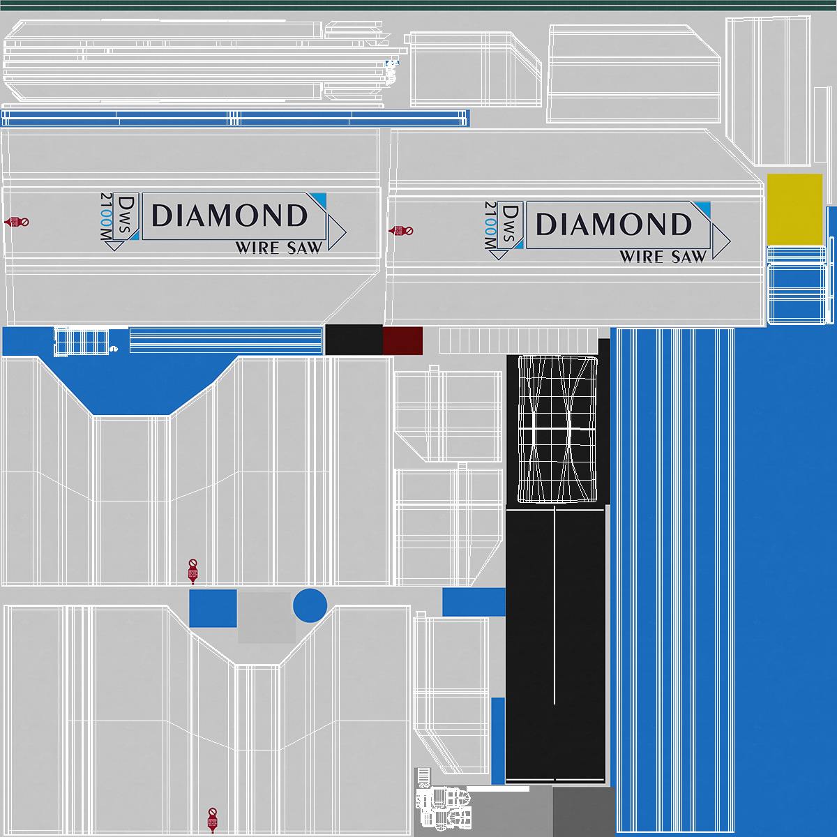 3D Diamond Wire Saw Rigged model