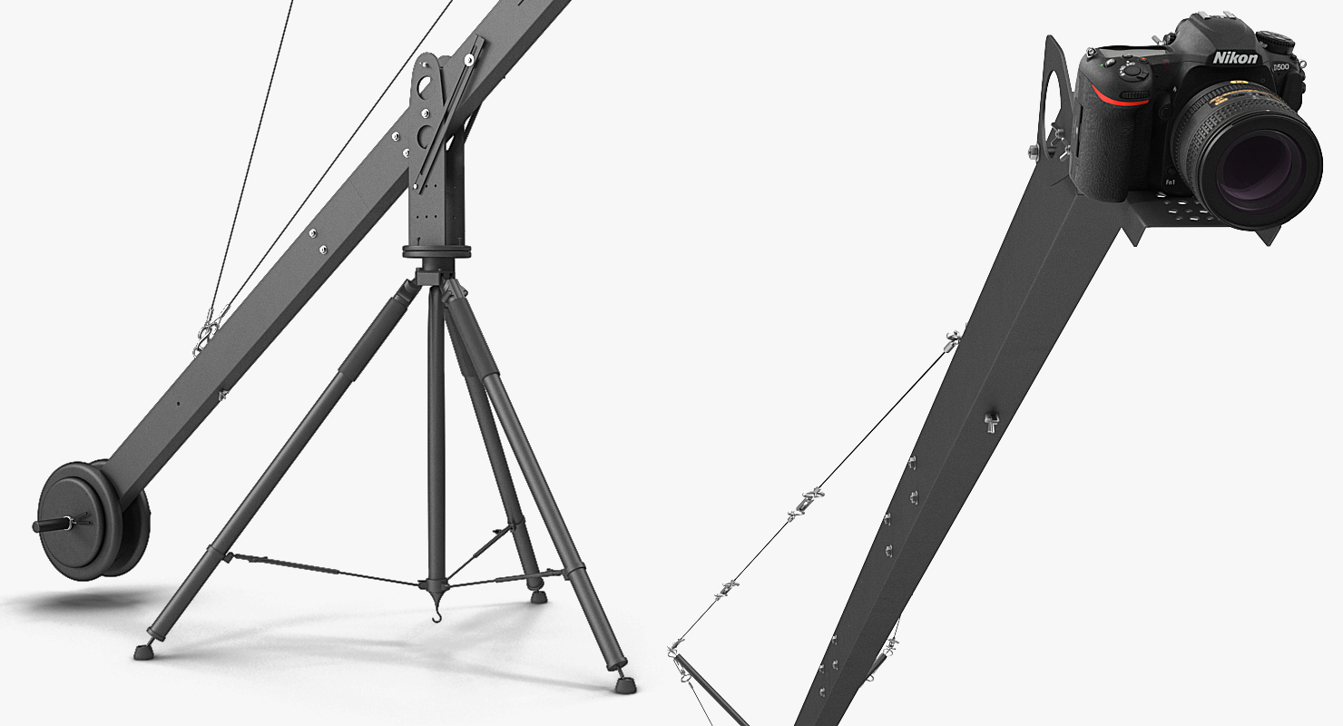 3D model Camera Crane with Nikon D500 Rigged