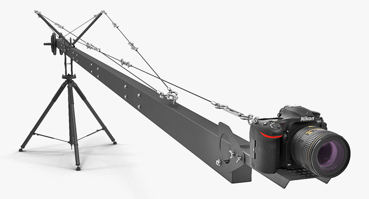 3D model Camera Crane with Nikon D500 Rigged