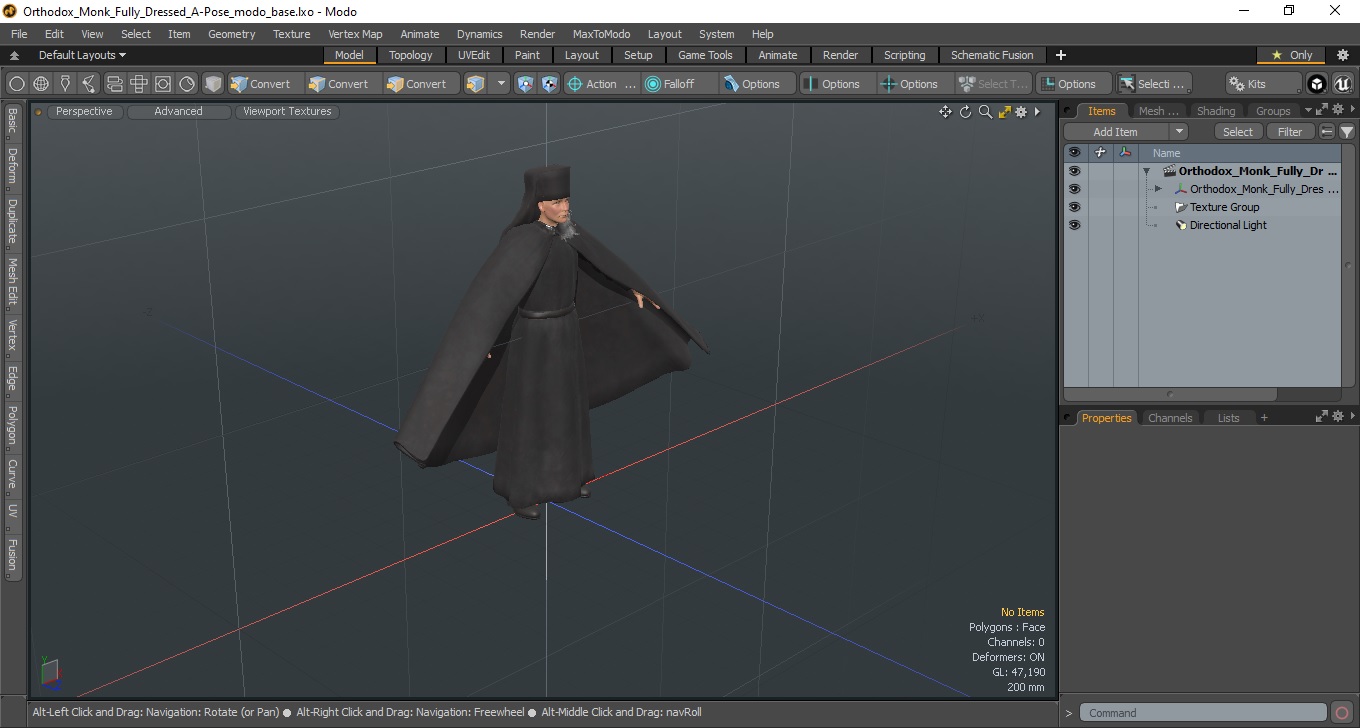 Orthodox Monk Fully Dressed A-Pose 3D model