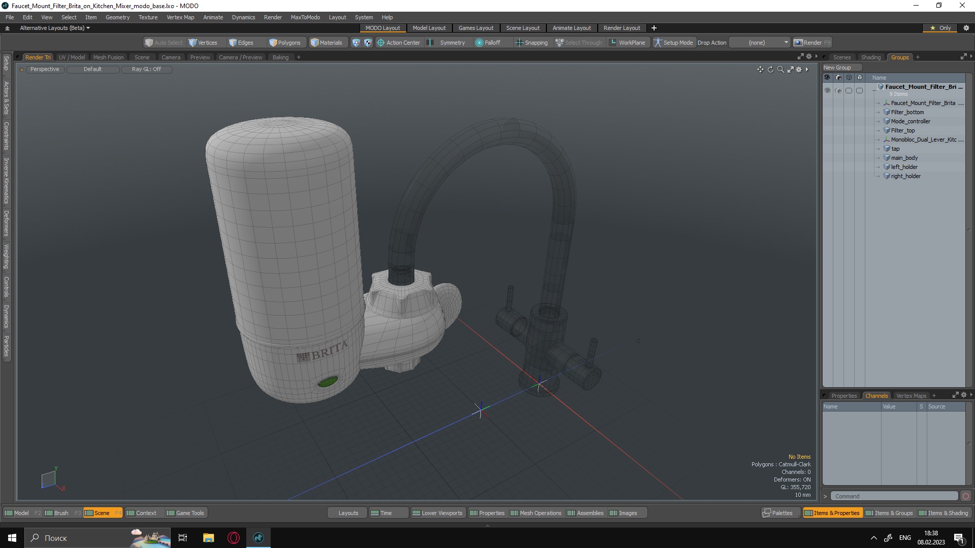 Faucet Mount Filter Brita on Kitchen Mixer 3D