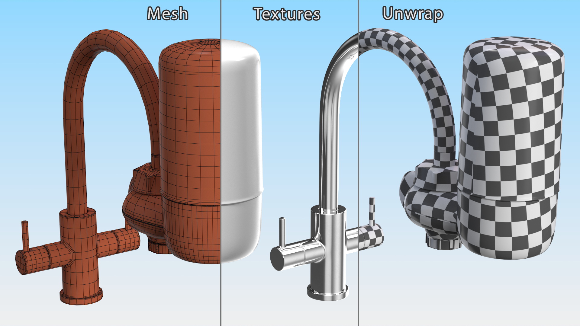 Faucet Mount Filter Brita on Kitchen Mixer 3D