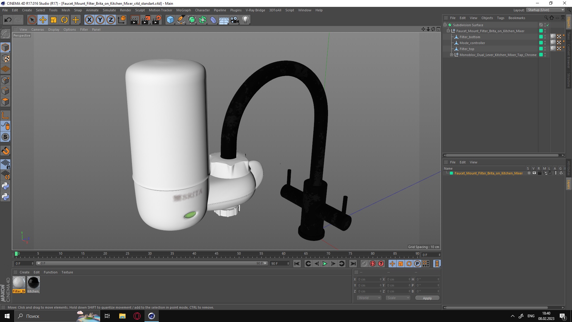 Faucet Mount Filter Brita on Kitchen Mixer 3D