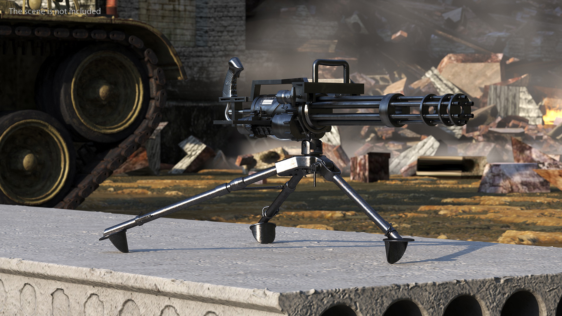 Minigun with Tripod 3D model
