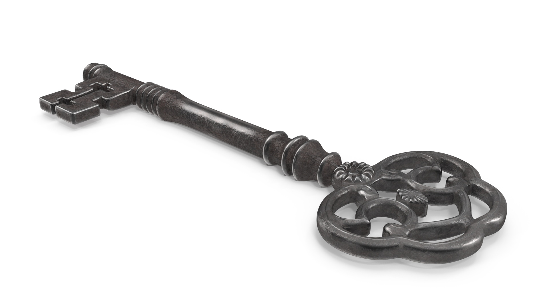 3D Antique Ornate Skeleton Key Steel model