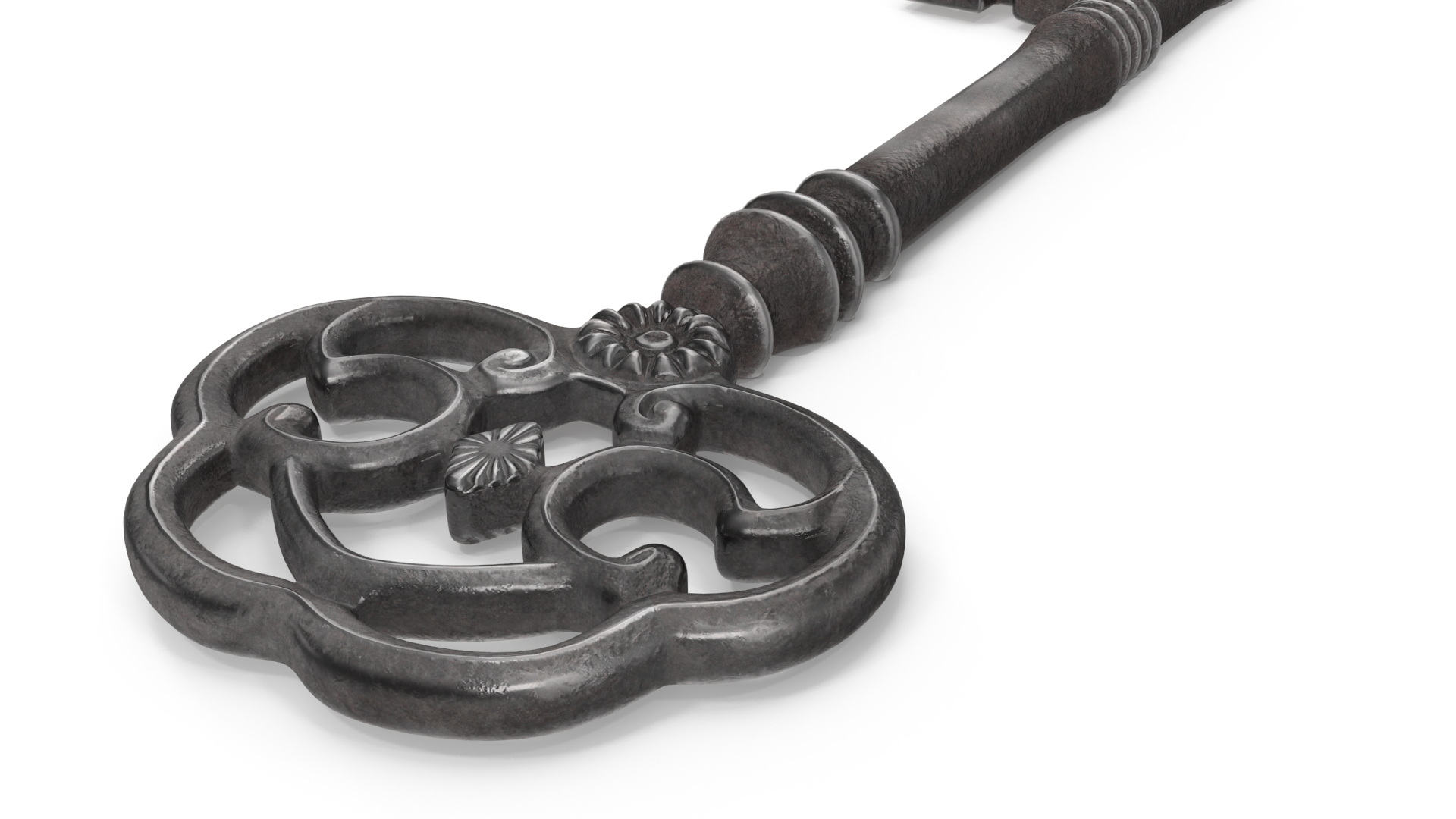 3D Antique Ornate Skeleton Key Steel model