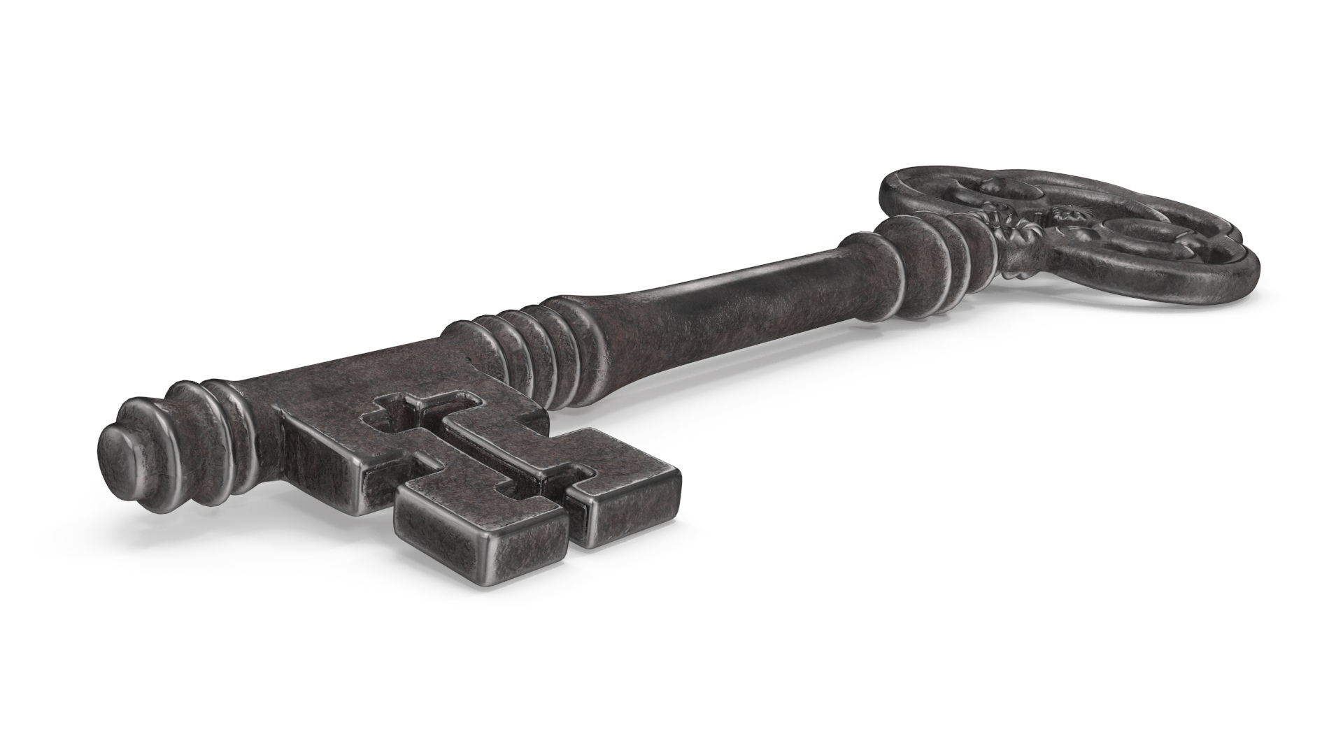 3D Antique Ornate Skeleton Key Steel model