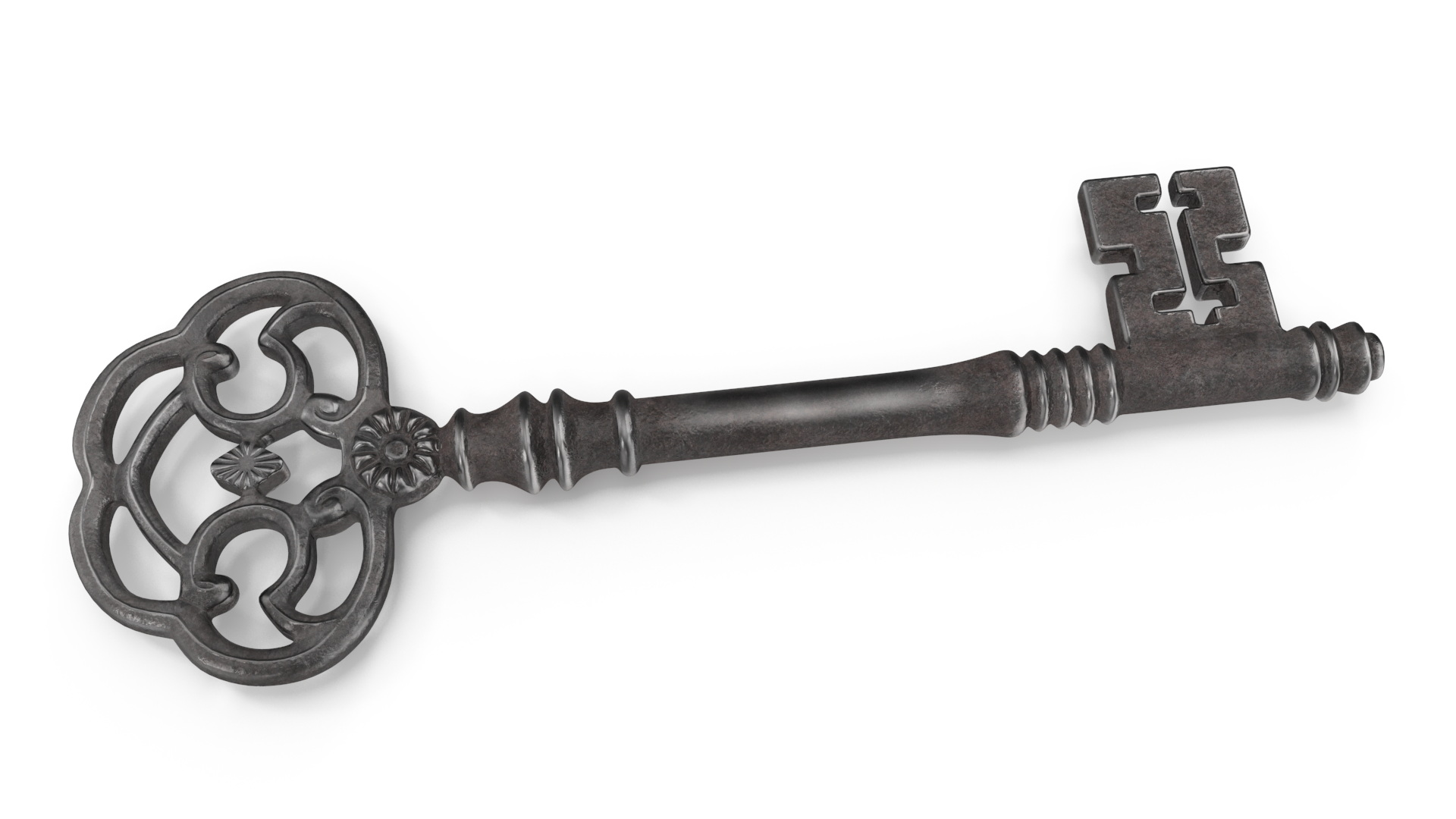 3D Antique Ornate Skeleton Key Steel model