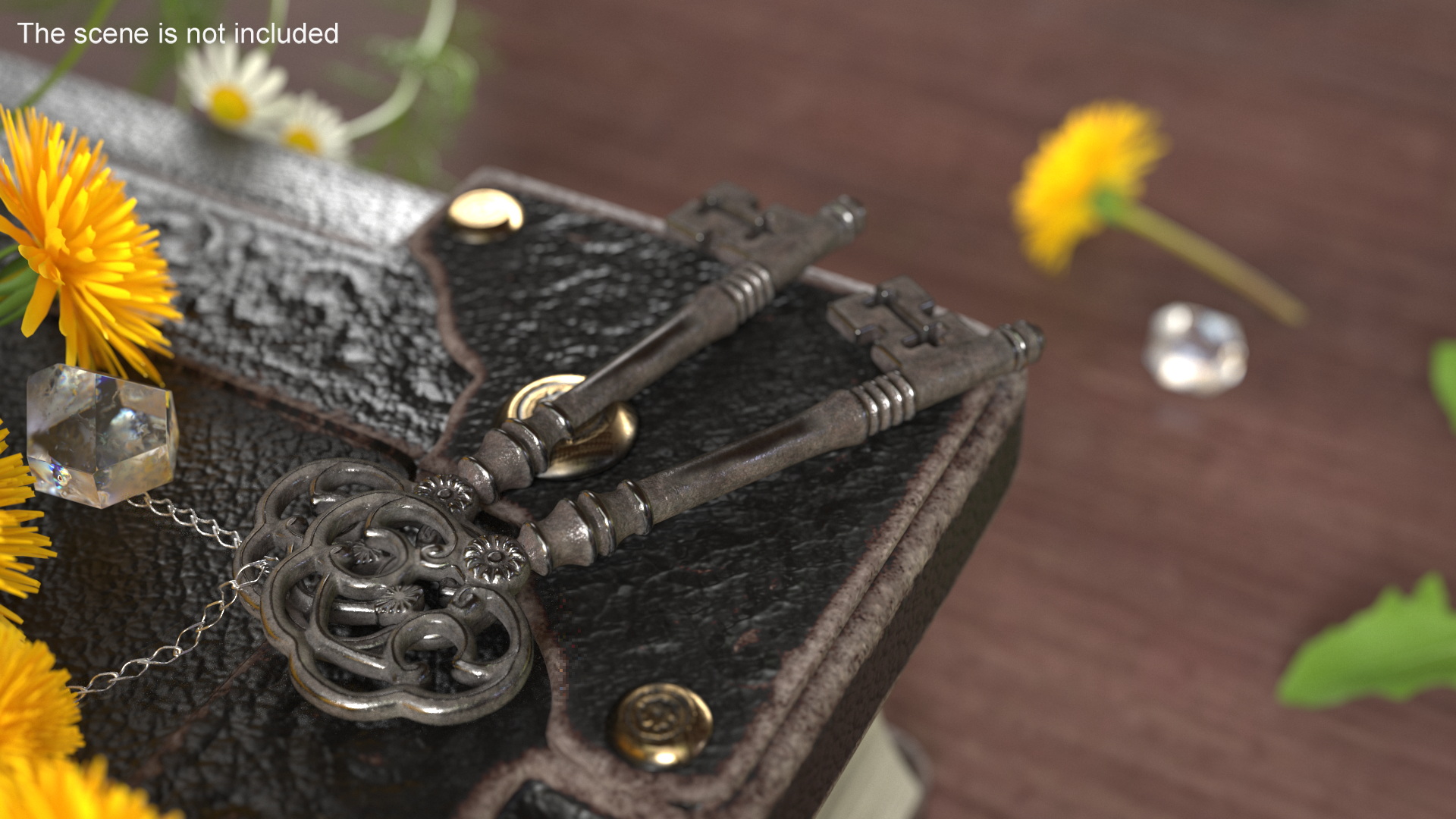 3D Antique Ornate Skeleton Key Steel model