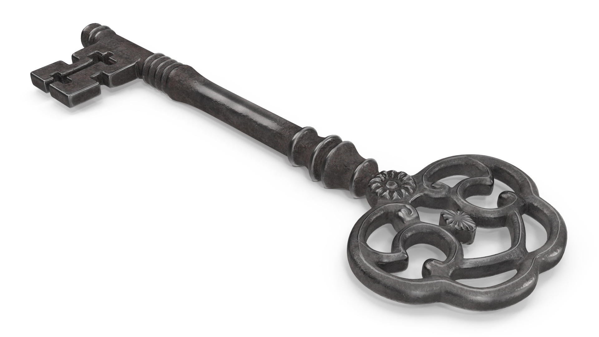 3D Antique Ornate Skeleton Key Steel model