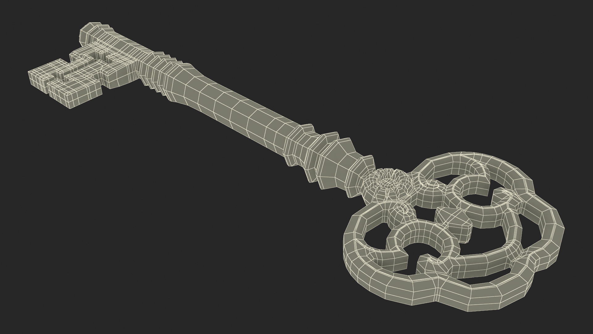 3D Antique Ornate Skeleton Key Steel model
