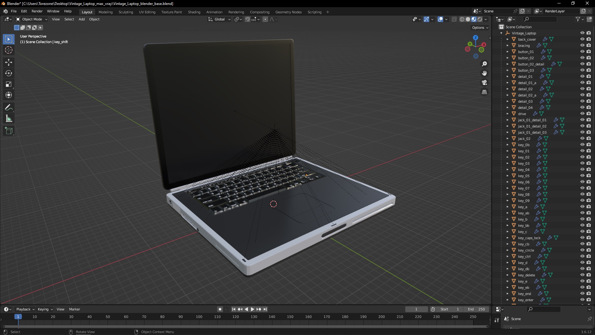 Vintage Laptop 3D model