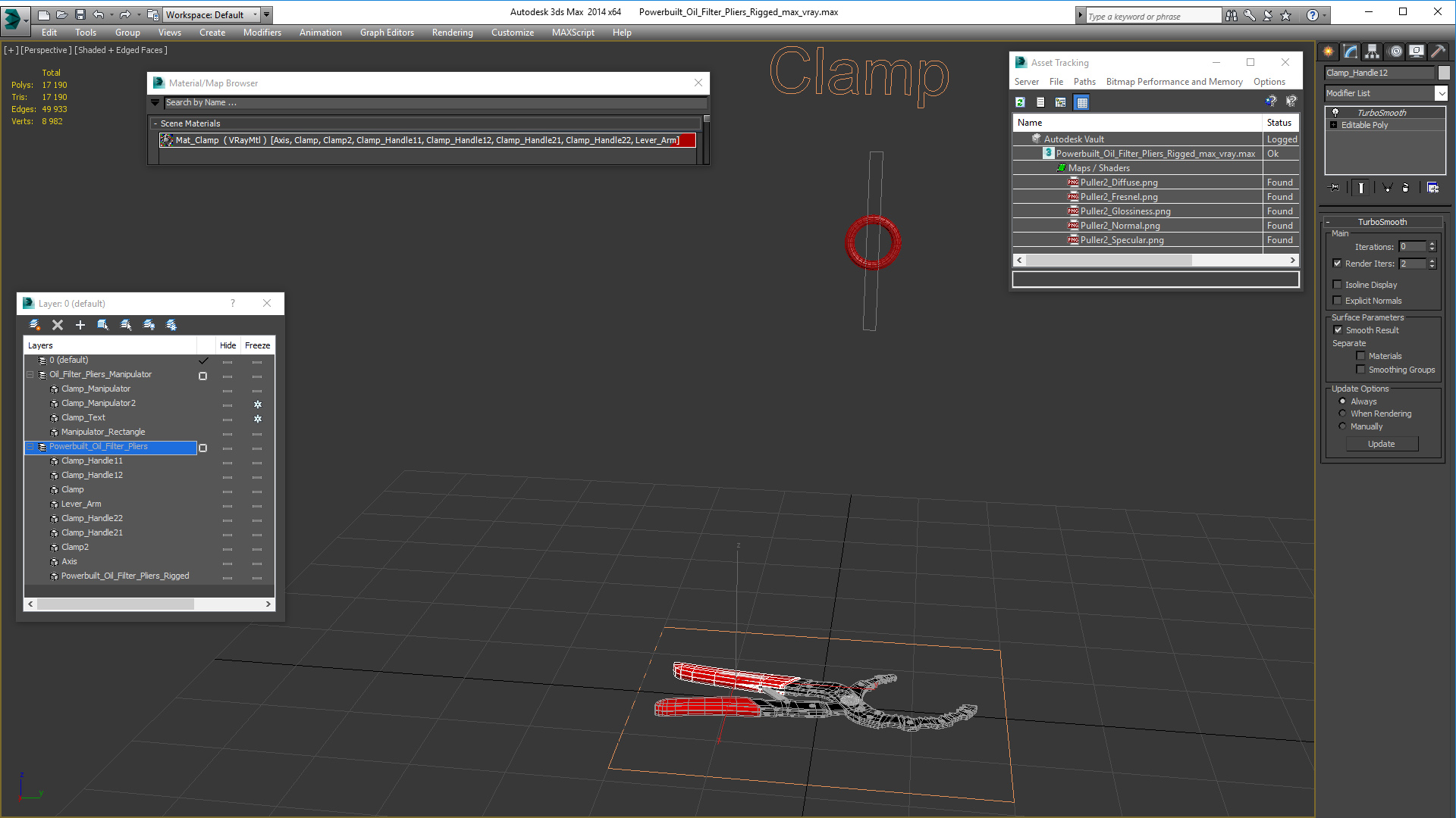 3D model Powerbuilt Oil Filter Pliers Rigged