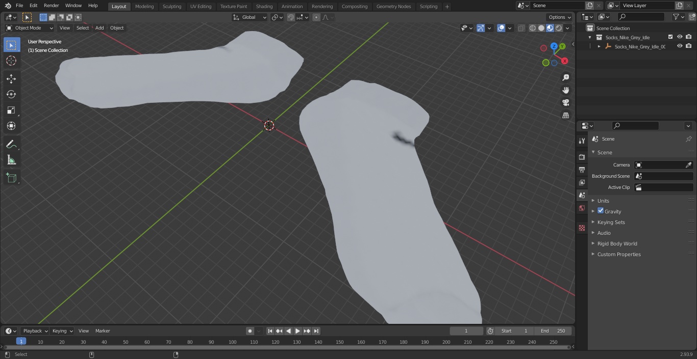 3D model Socks Nike Grey Idle