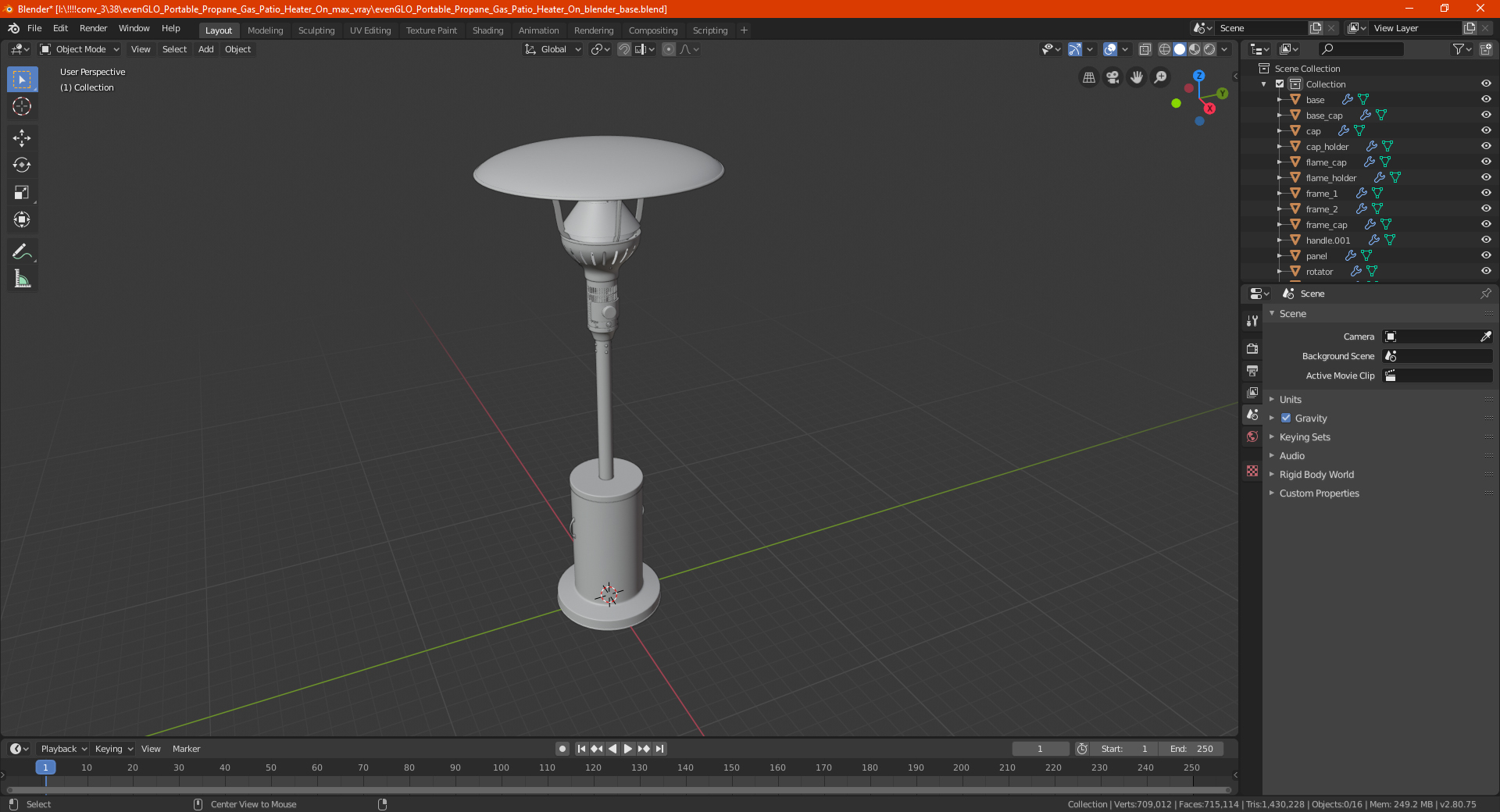 evenGLO Portable Propane Gas Patio Heater On 3D model
