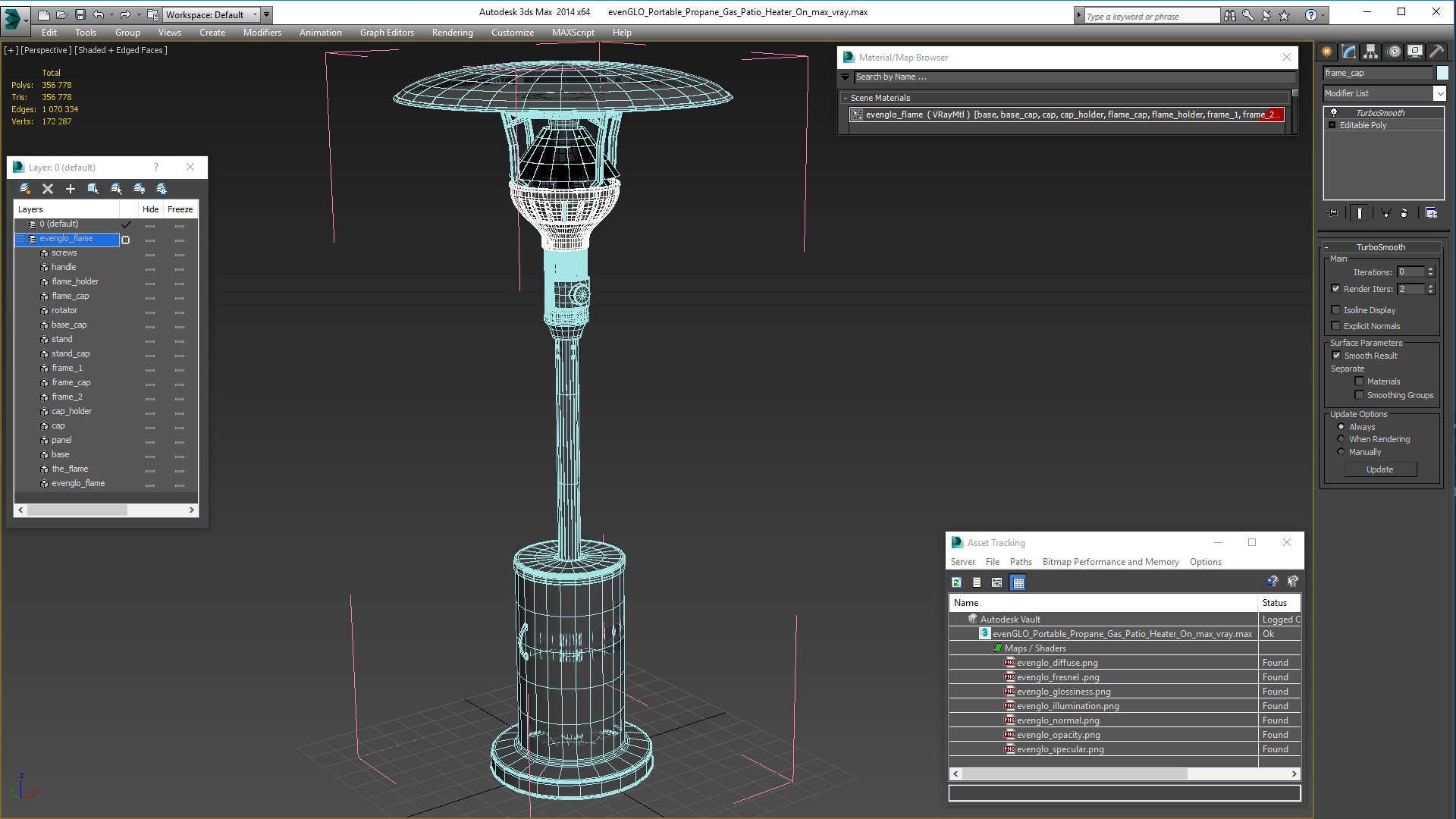 evenGLO Portable Propane Gas Patio Heater On 3D model
