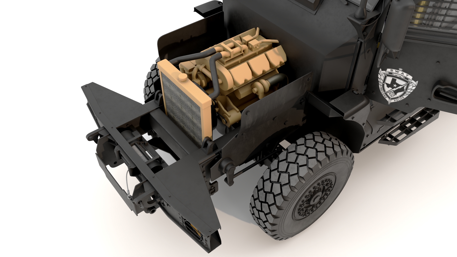 3D SWAT Vehicle International MaxxPro Black Rigged for Maya
