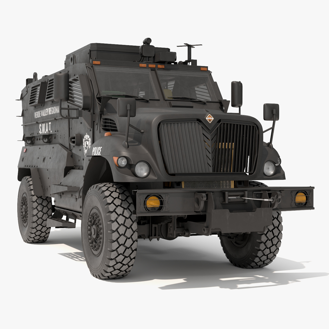 3D SWAT Vehicle International MaxxPro Black Rigged for Maya