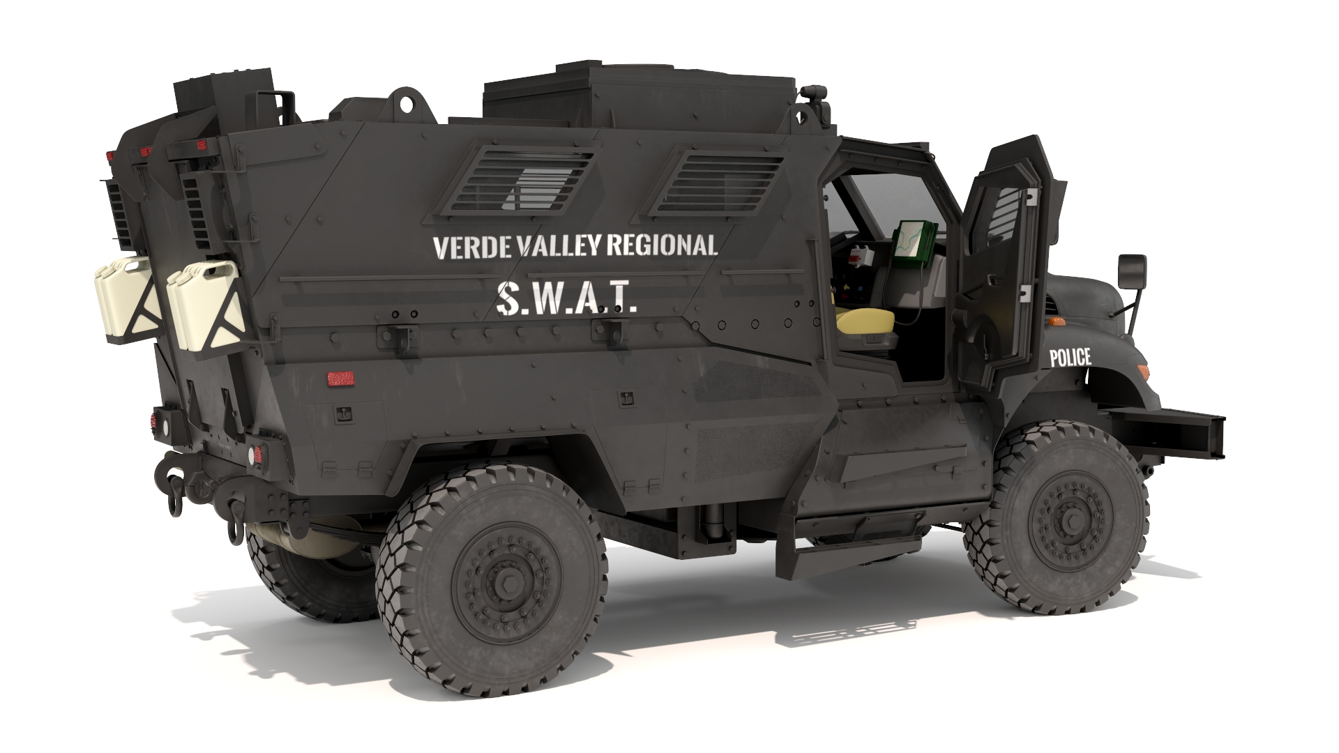 3D SWAT Vehicle International MaxxPro Black Rigged for Maya