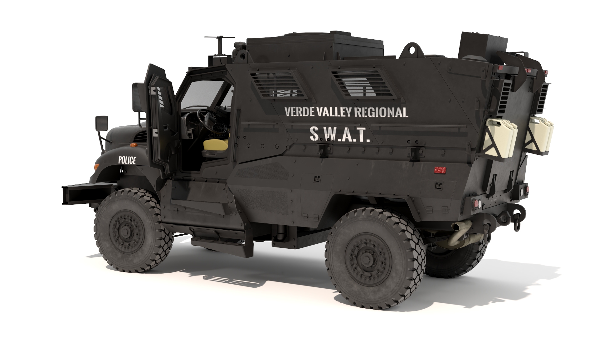 3D SWAT Vehicle International MaxxPro Black Rigged for Maya