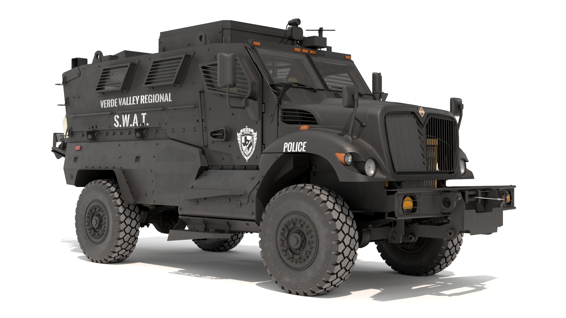 3D SWAT Vehicle International MaxxPro Black Rigged for Maya