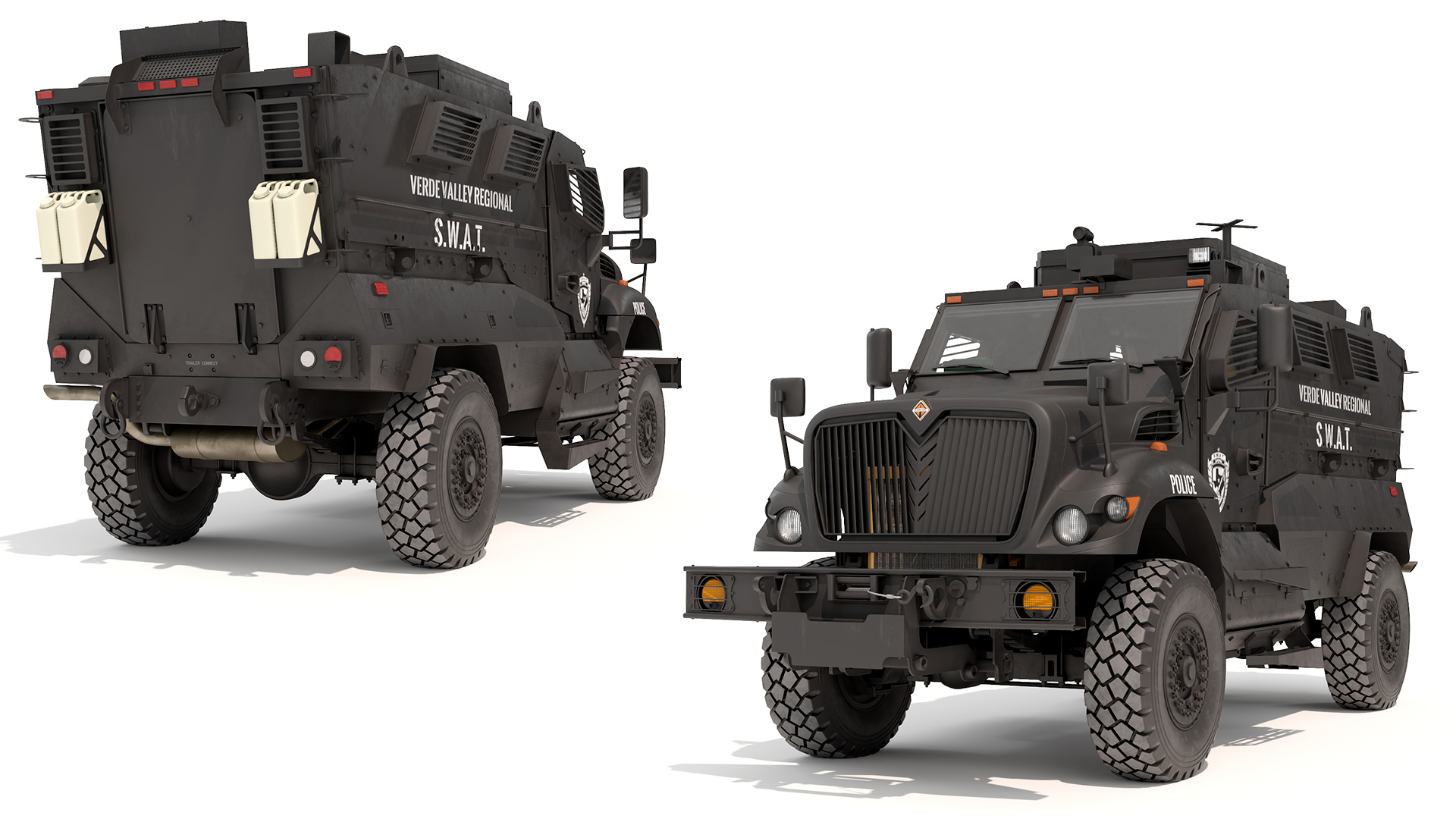 3D SWAT Vehicle International MaxxPro Black Rigged for Maya
