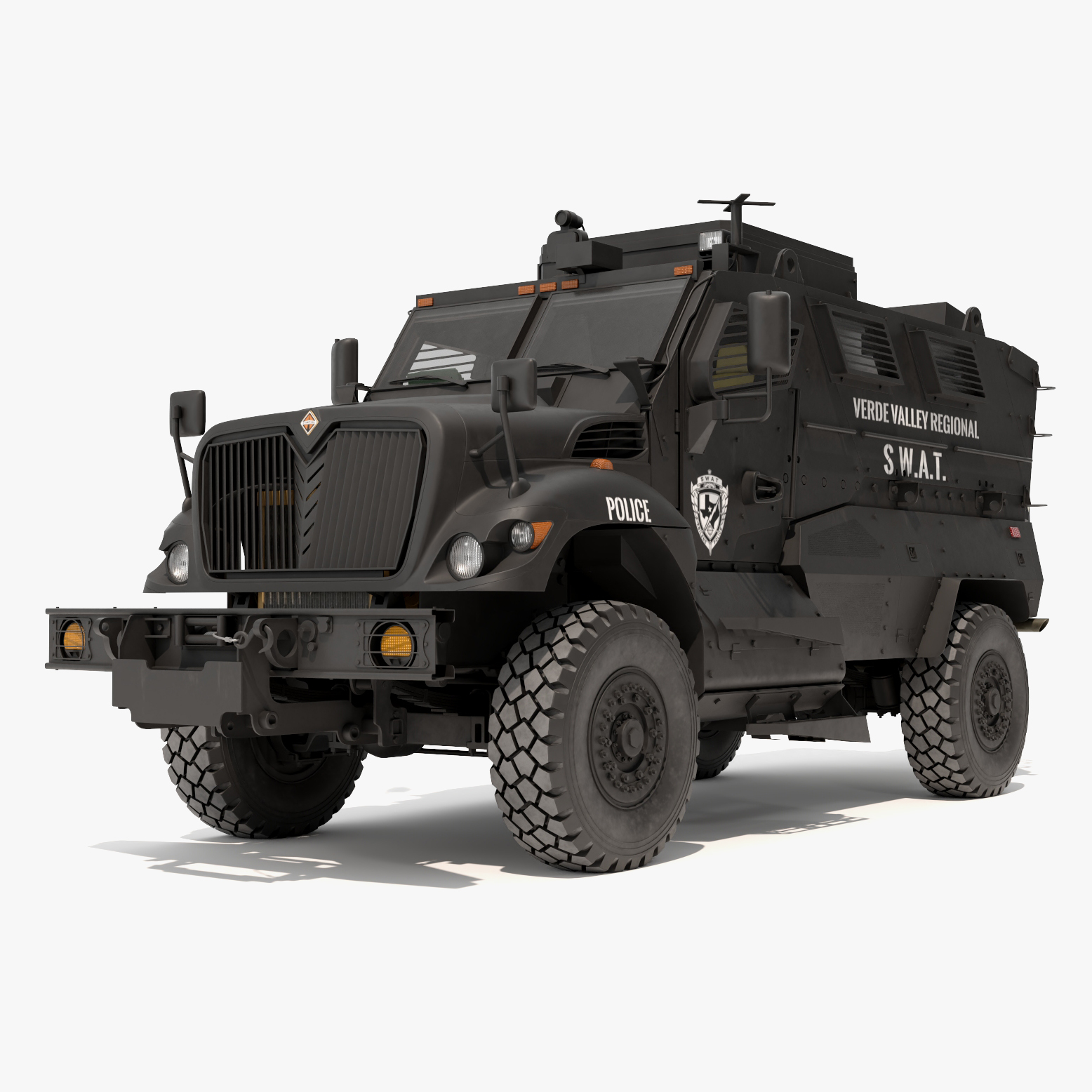 3D SWAT Vehicle International MaxxPro Black Rigged for Maya