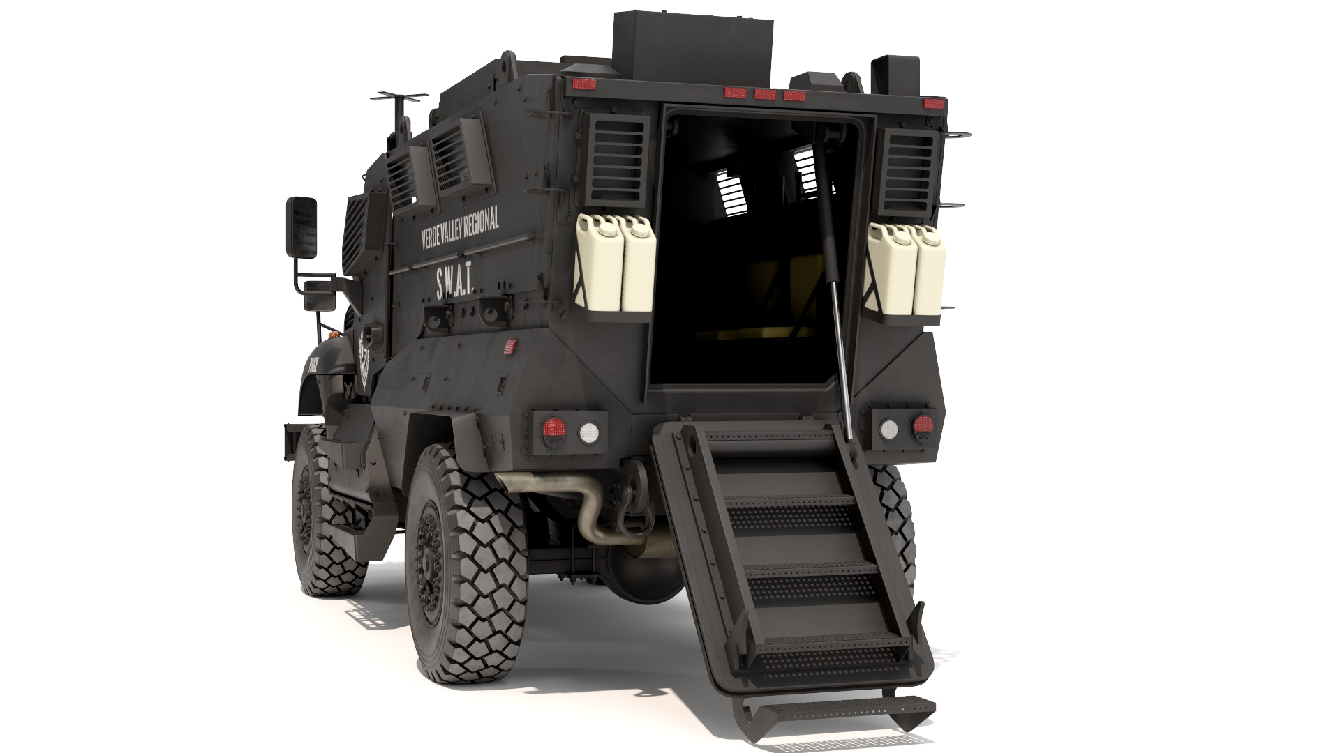 3D SWAT Vehicle International MaxxPro Black Rigged for Maya