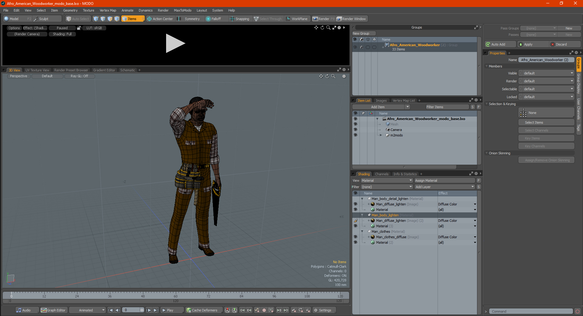 Afro American Woodworker 3D model
