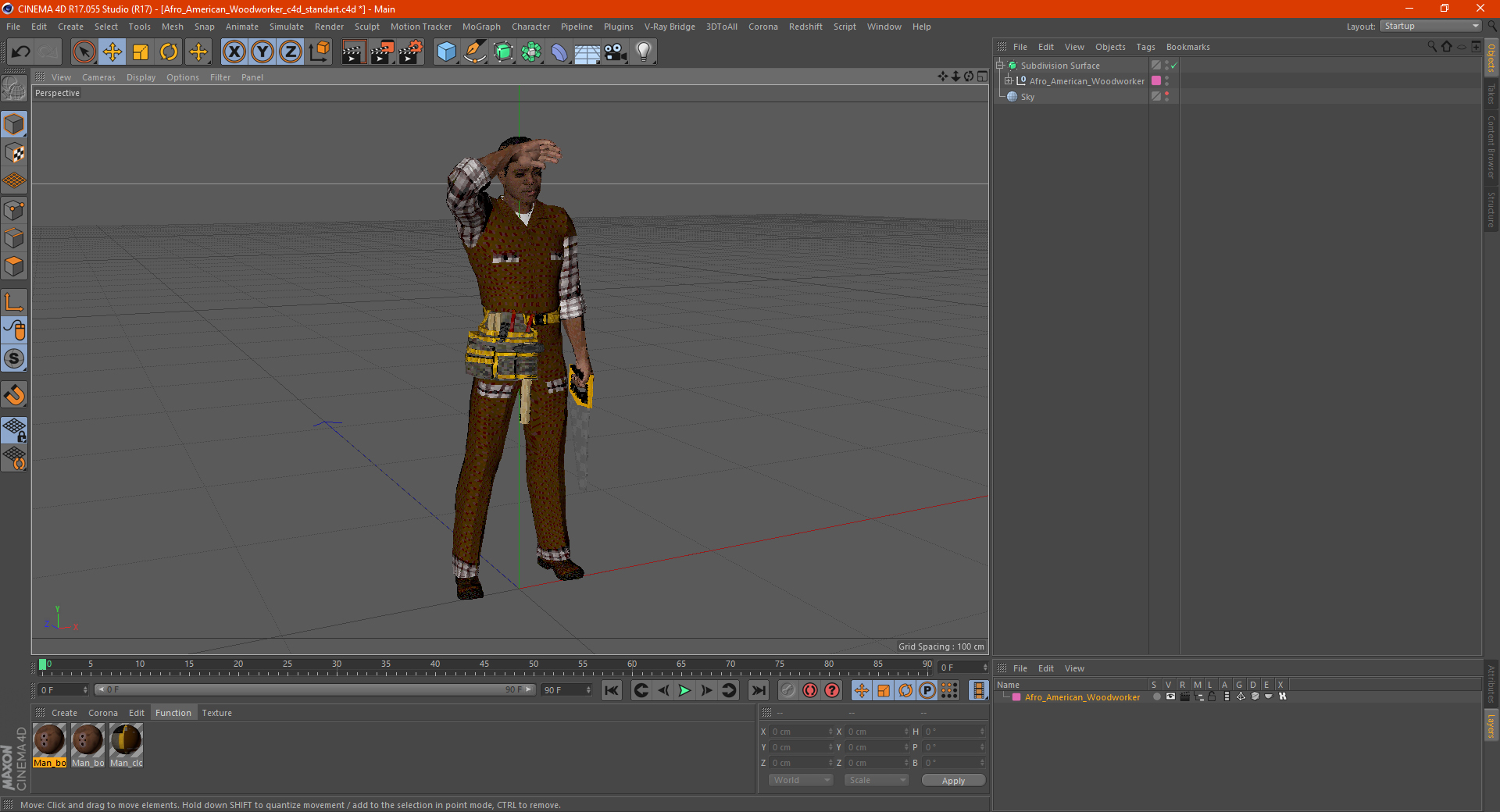 Afro American Woodworker 3D model