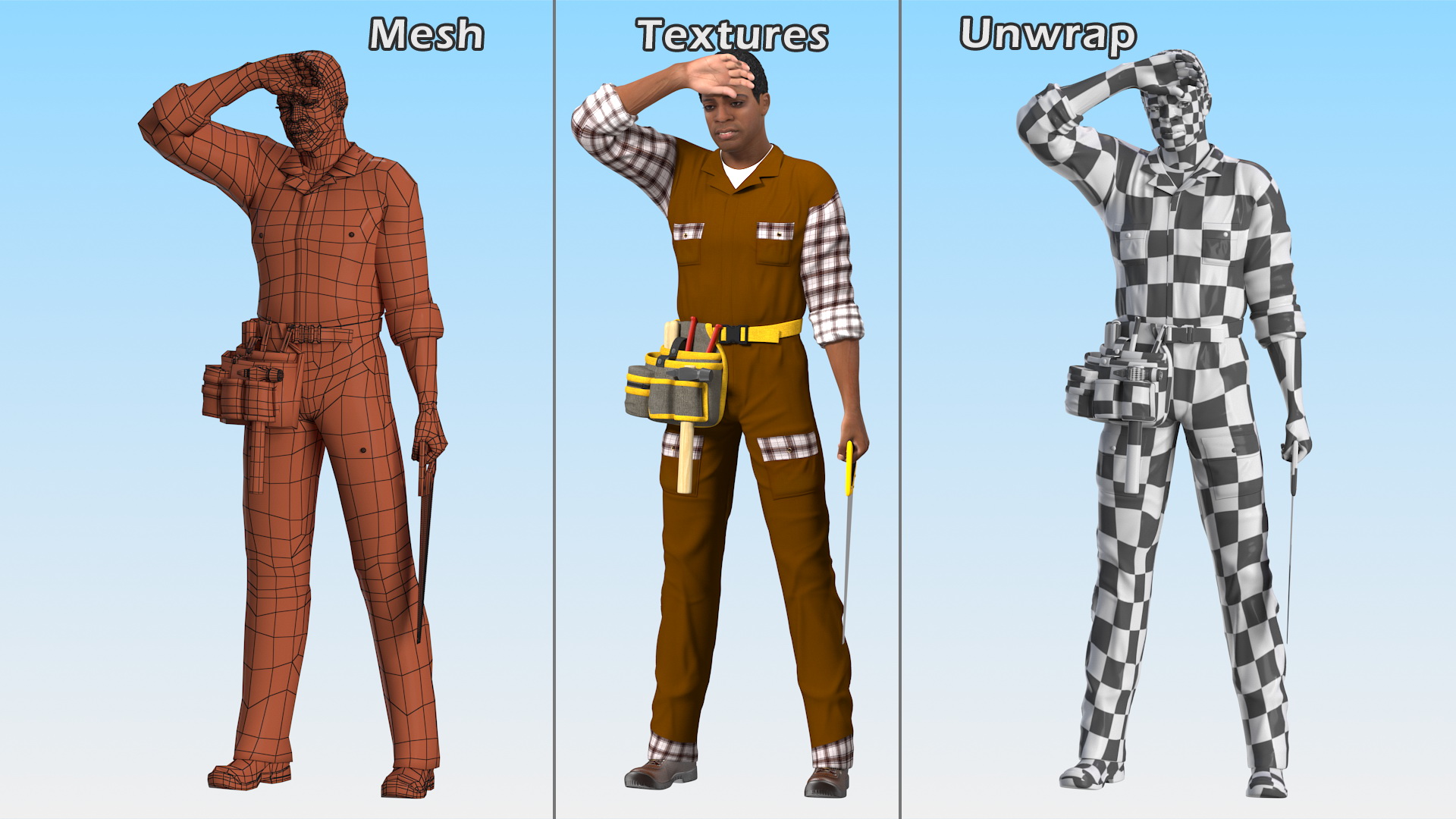 Afro American Woodworker 3D model