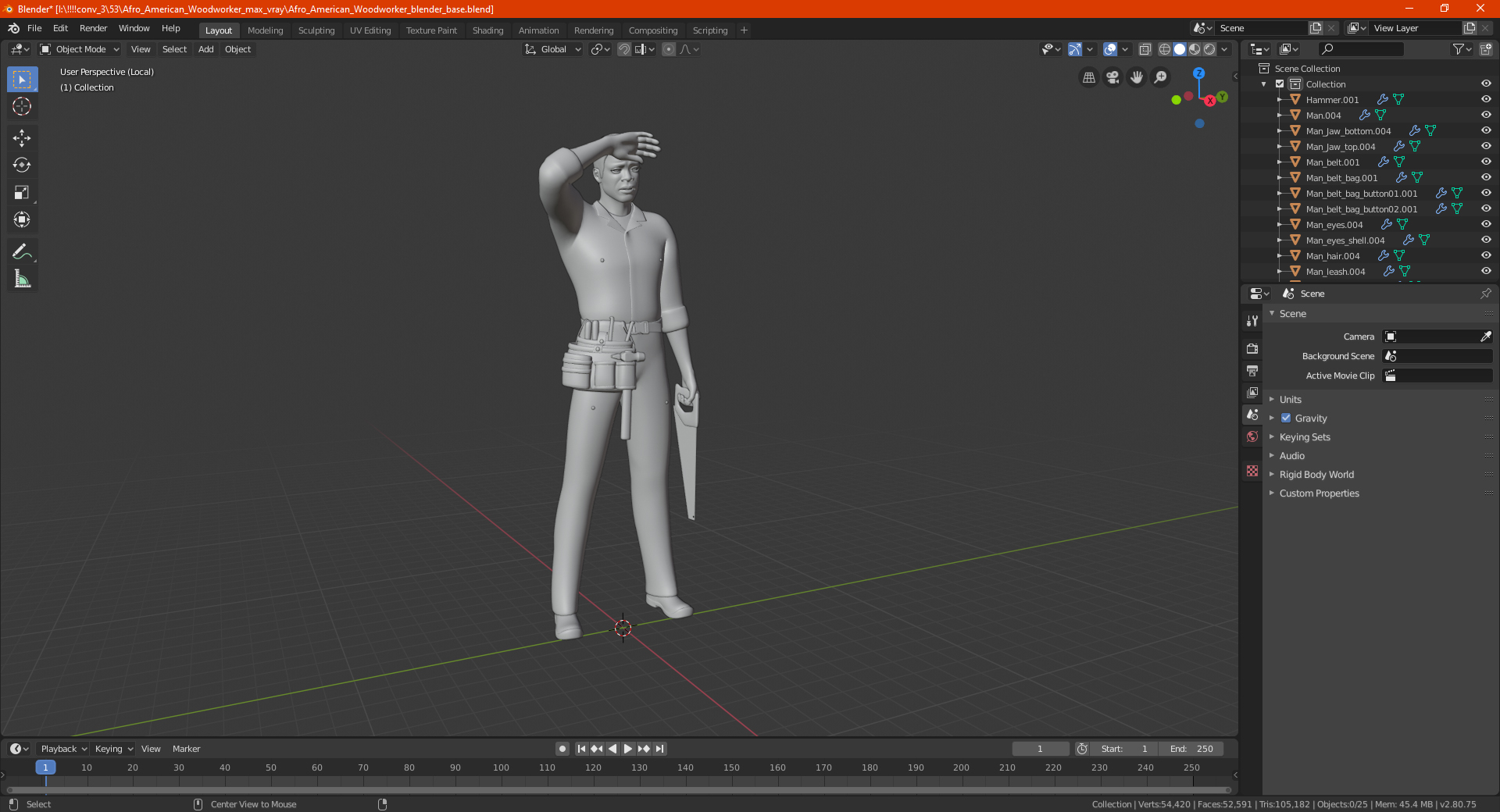 Afro American Woodworker 3D model