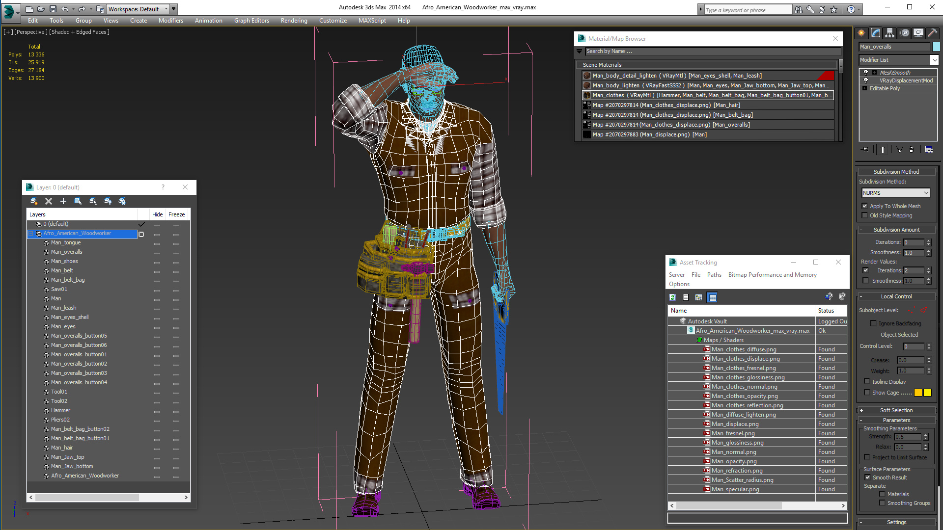 Afro American Woodworker 3D model