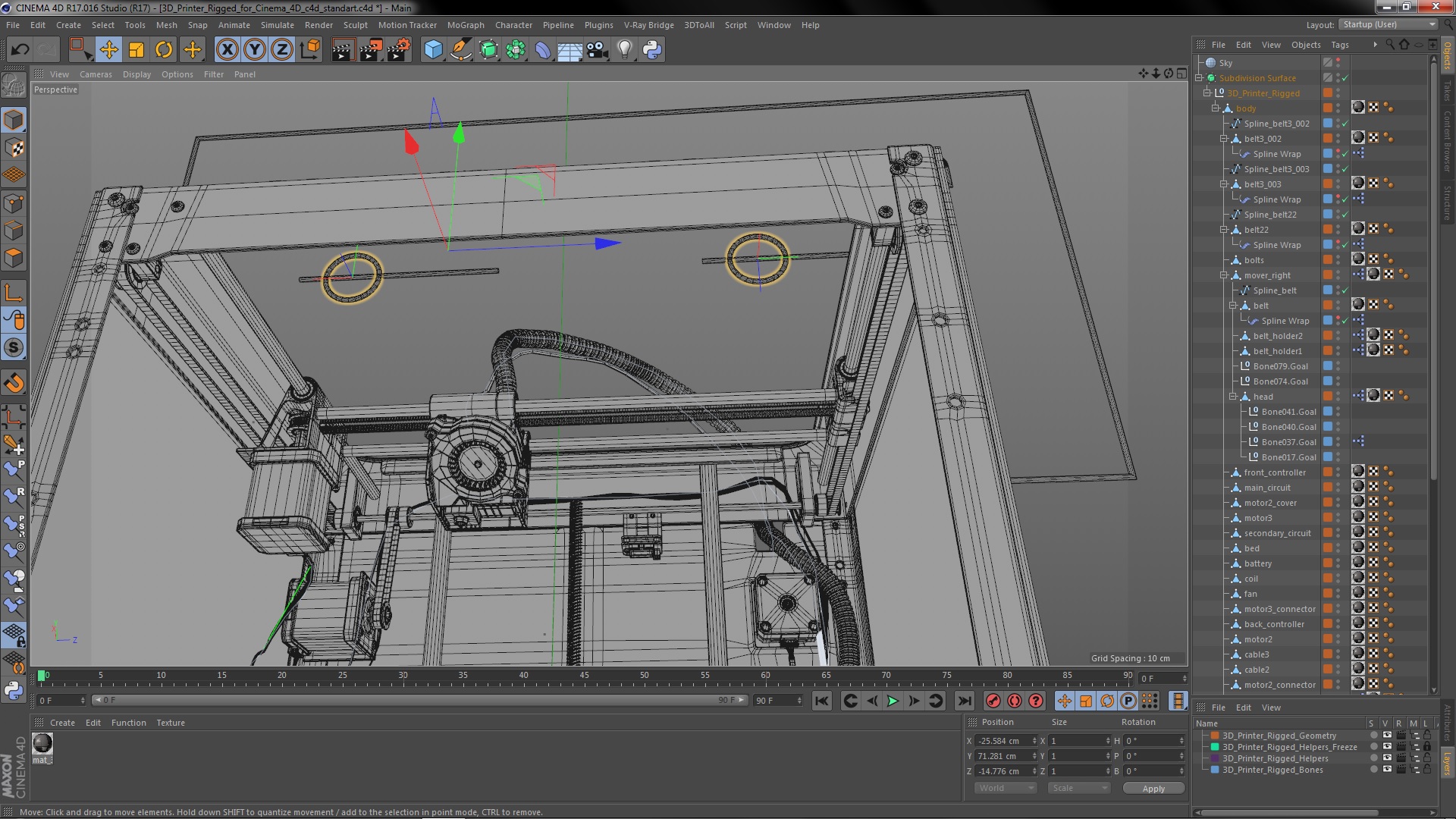 3D 3d Printer Rigged for Cinema 4D