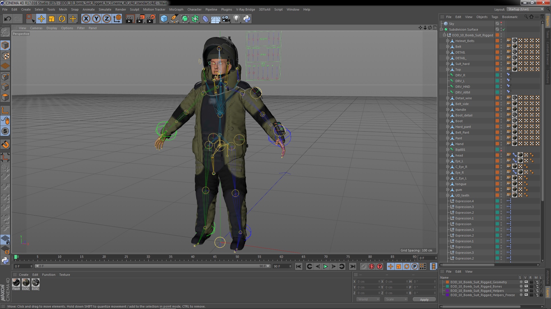 EOD 10 Bomb Suit Rigged for Cinema 4D 3D