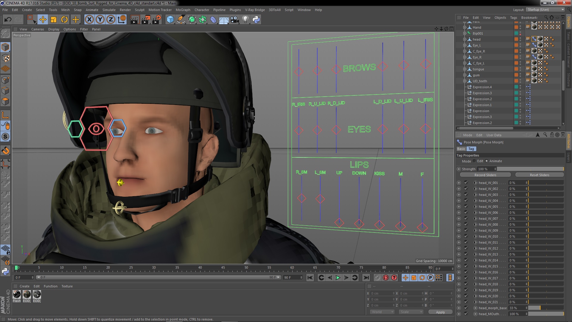 EOD 10 Bomb Suit Rigged for Cinema 4D 3D