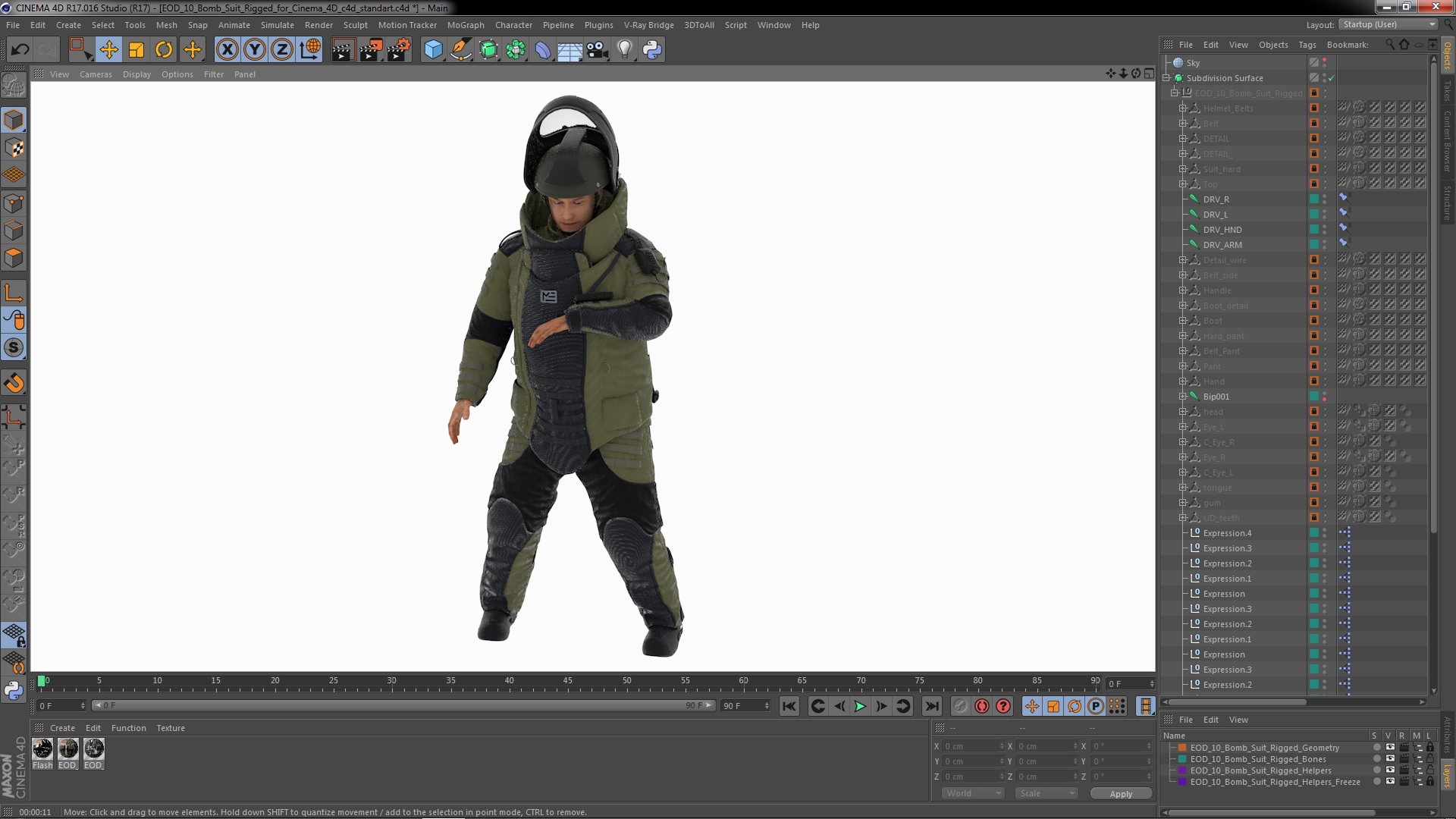 EOD 10 Bomb Suit Rigged for Cinema 4D 3D