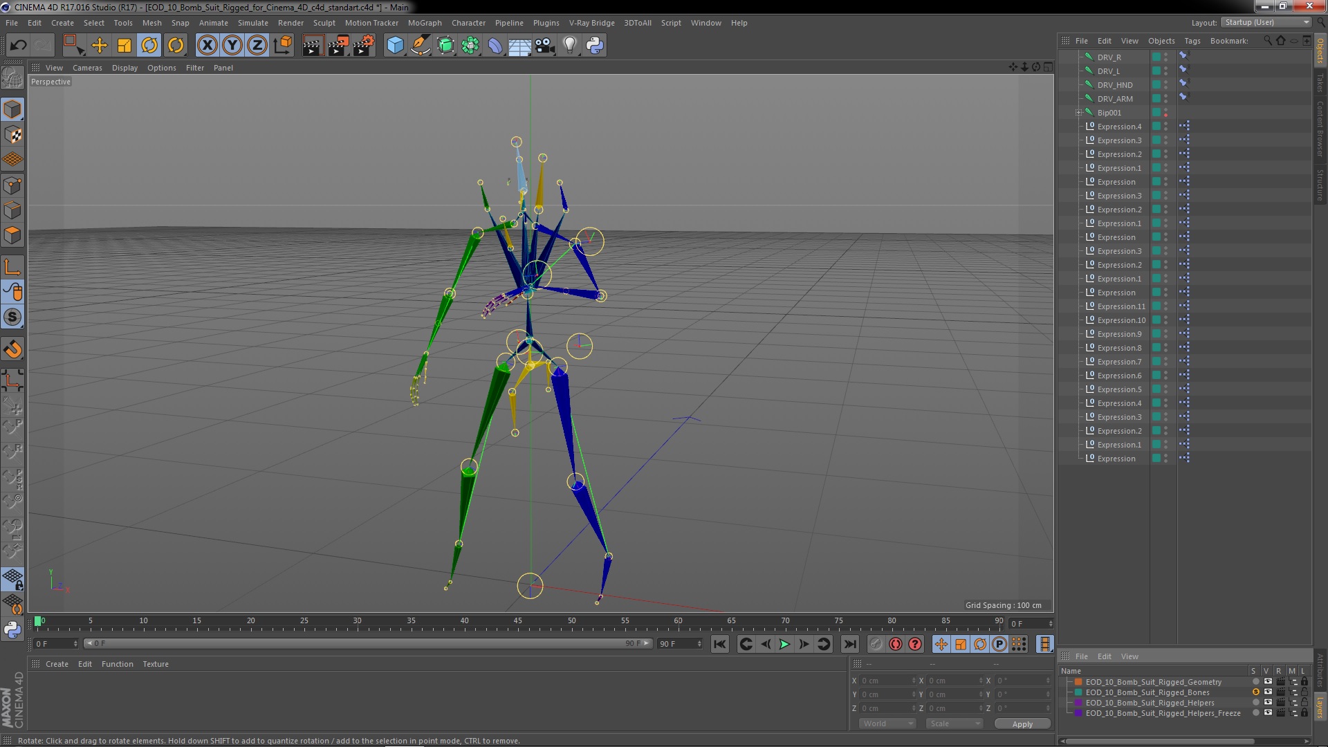 EOD 10 Bomb Suit Rigged for Cinema 4D 3D