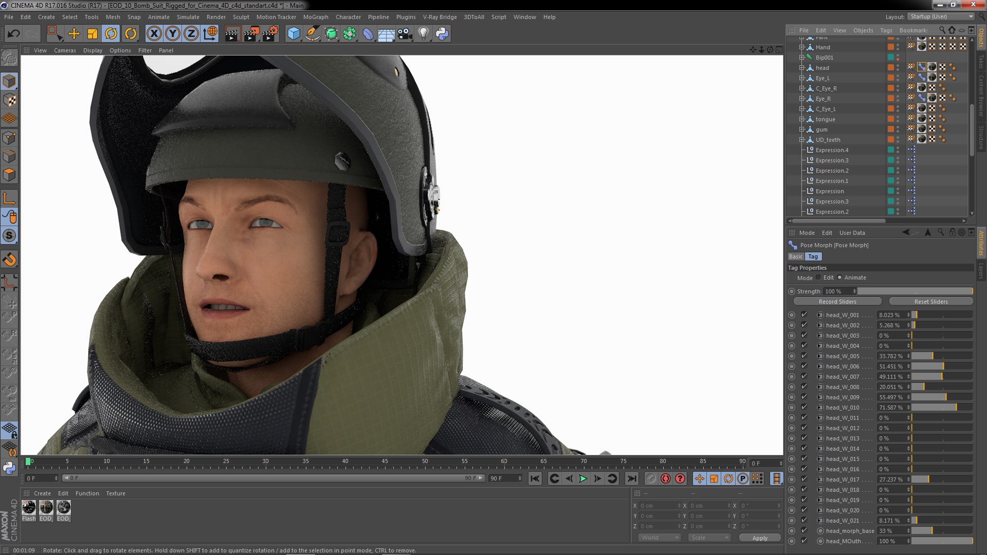 EOD 10 Bomb Suit Rigged for Cinema 4D 3D