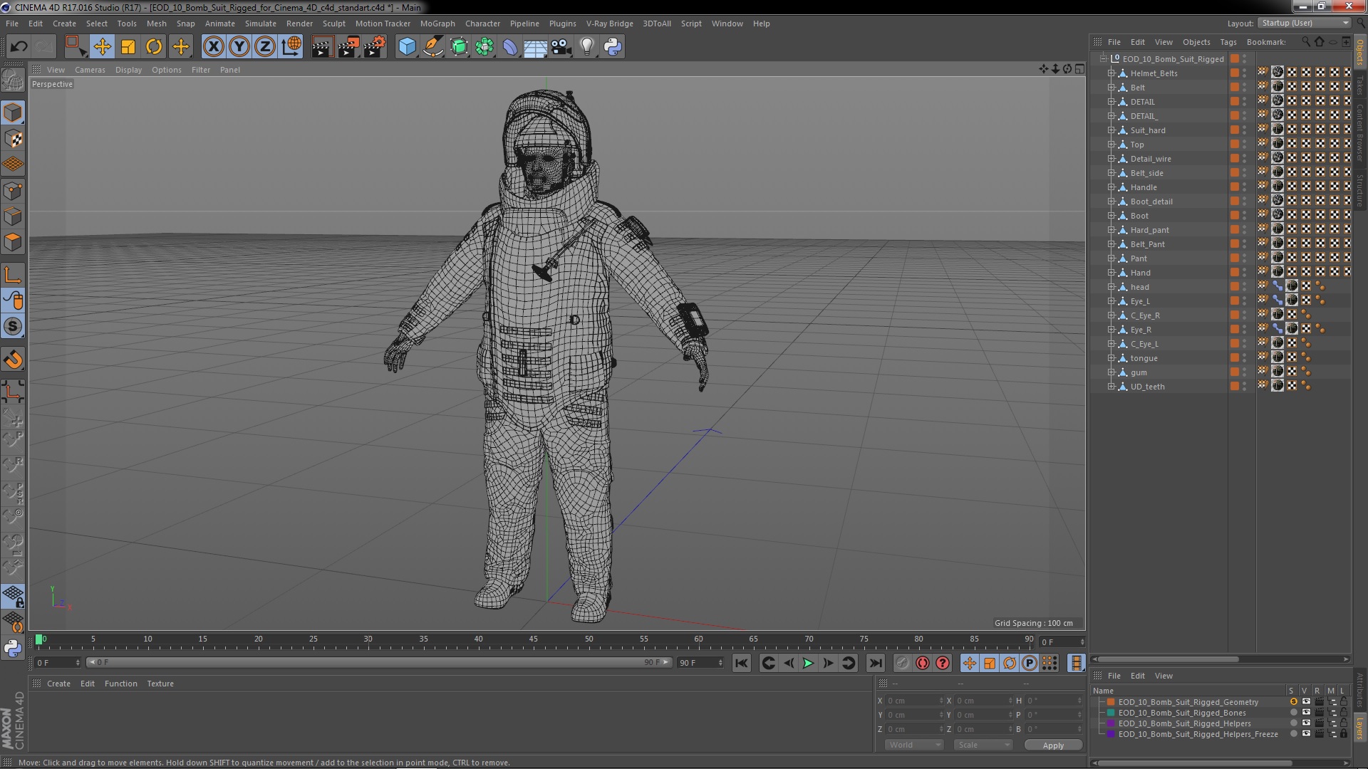 EOD 10 Bomb Suit Rigged for Cinema 4D 3D