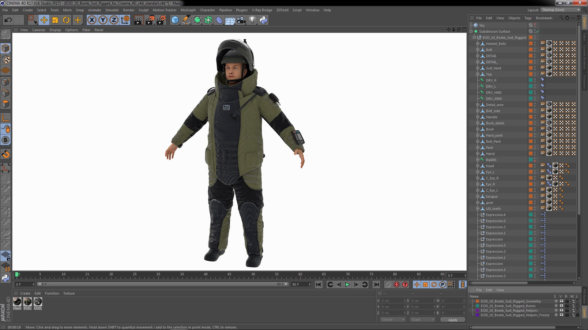 EOD 10 Bomb Suit Rigged for Cinema 4D 3D