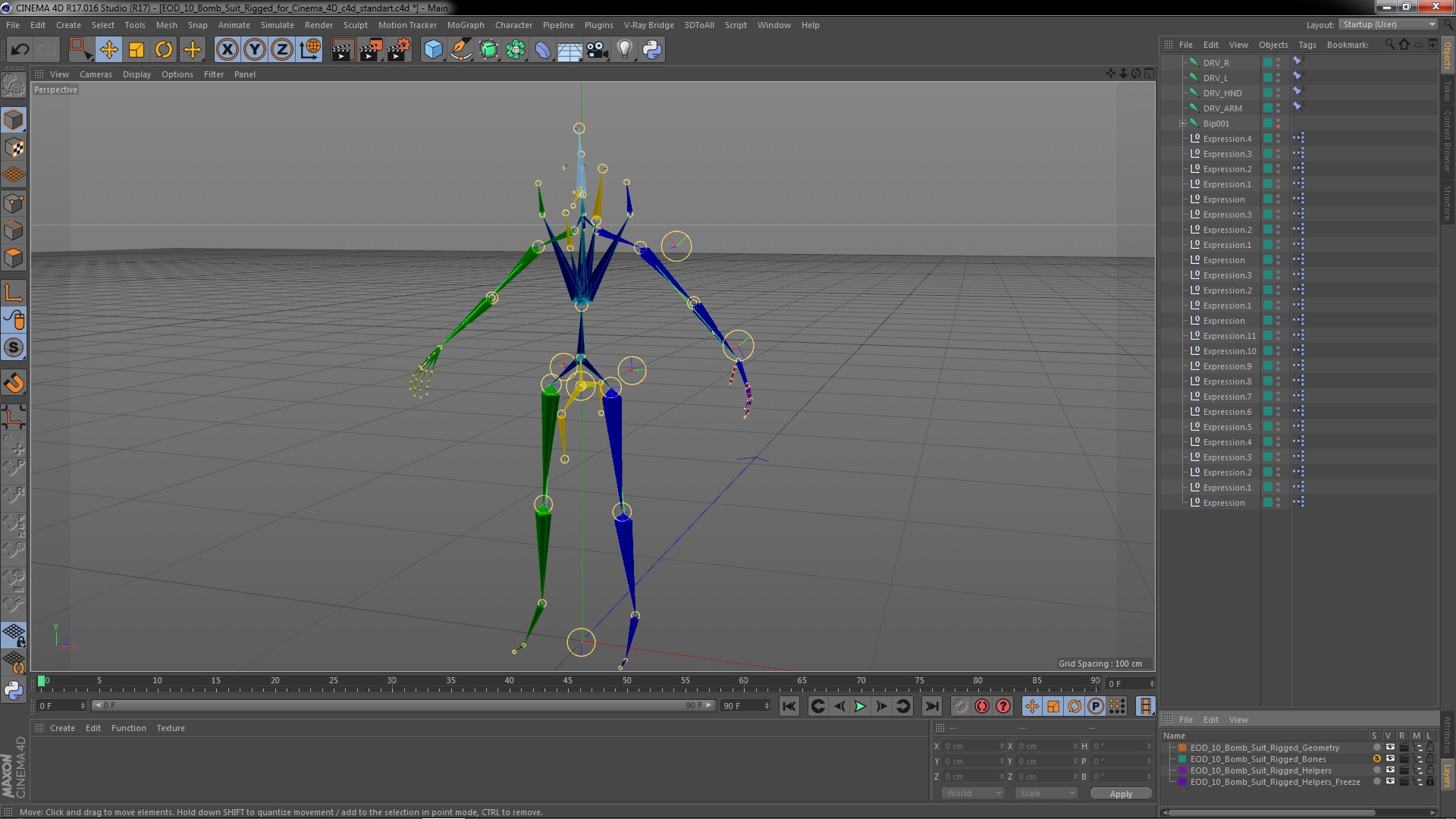 EOD 10 Bomb Suit Rigged for Cinema 4D 3D