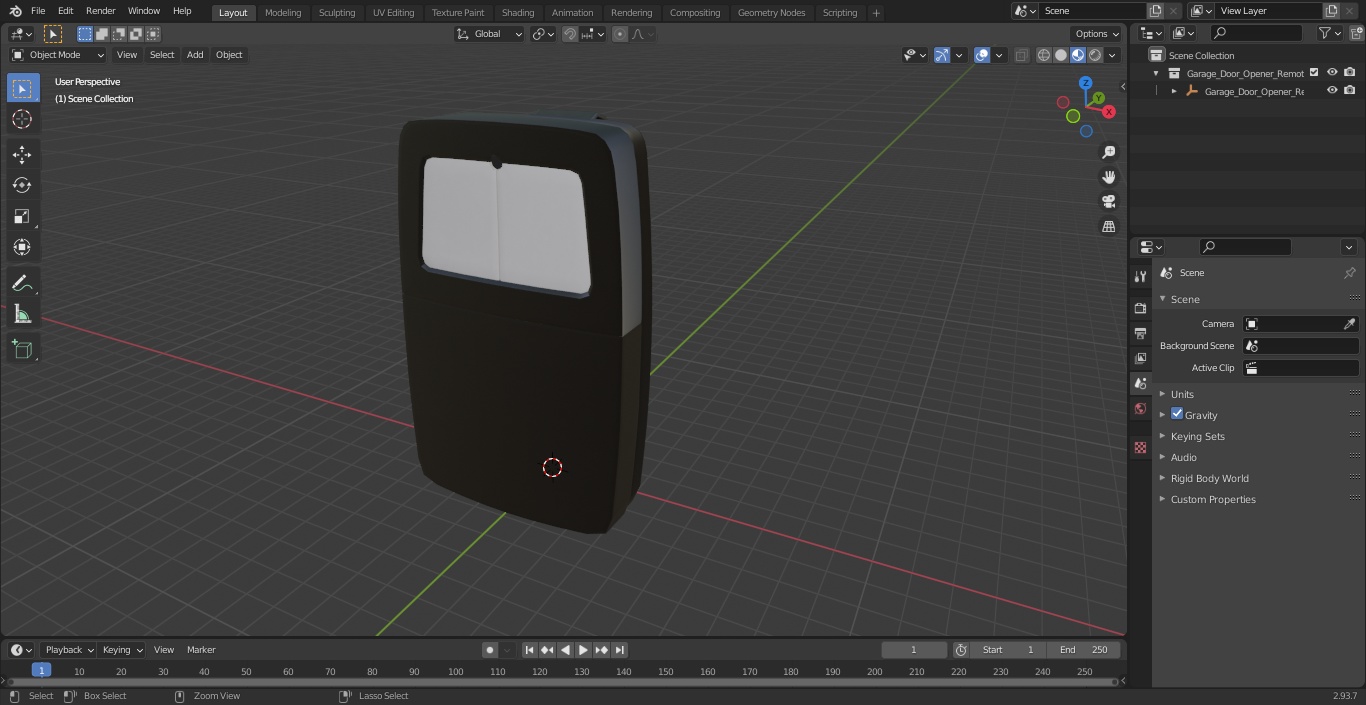 3D model Garage Door Opener Remote