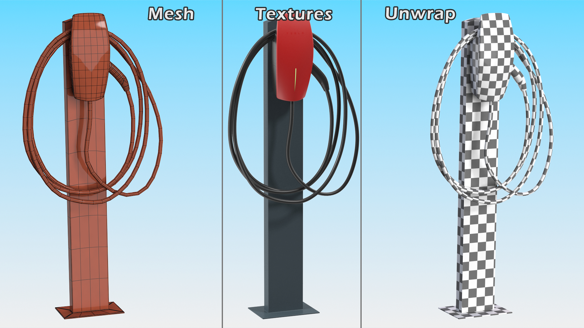 3D model Electric Vehicle Charger Pedestal Mounted Red