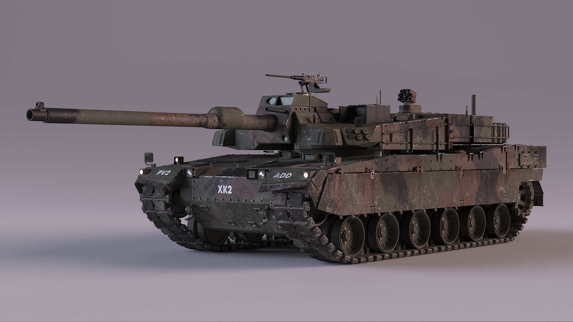 Korean Tank K2 Camouflage Color Dirty 3D