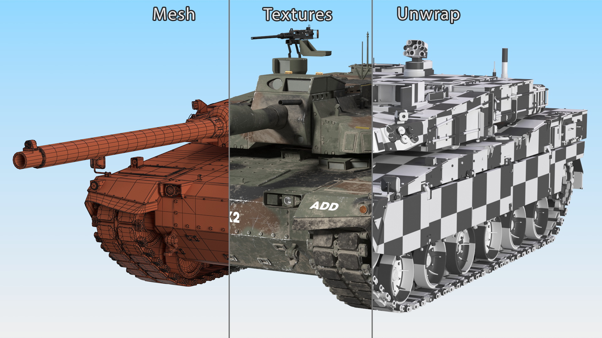 Korean Tank K2 Camouflage Color Dirty 3D