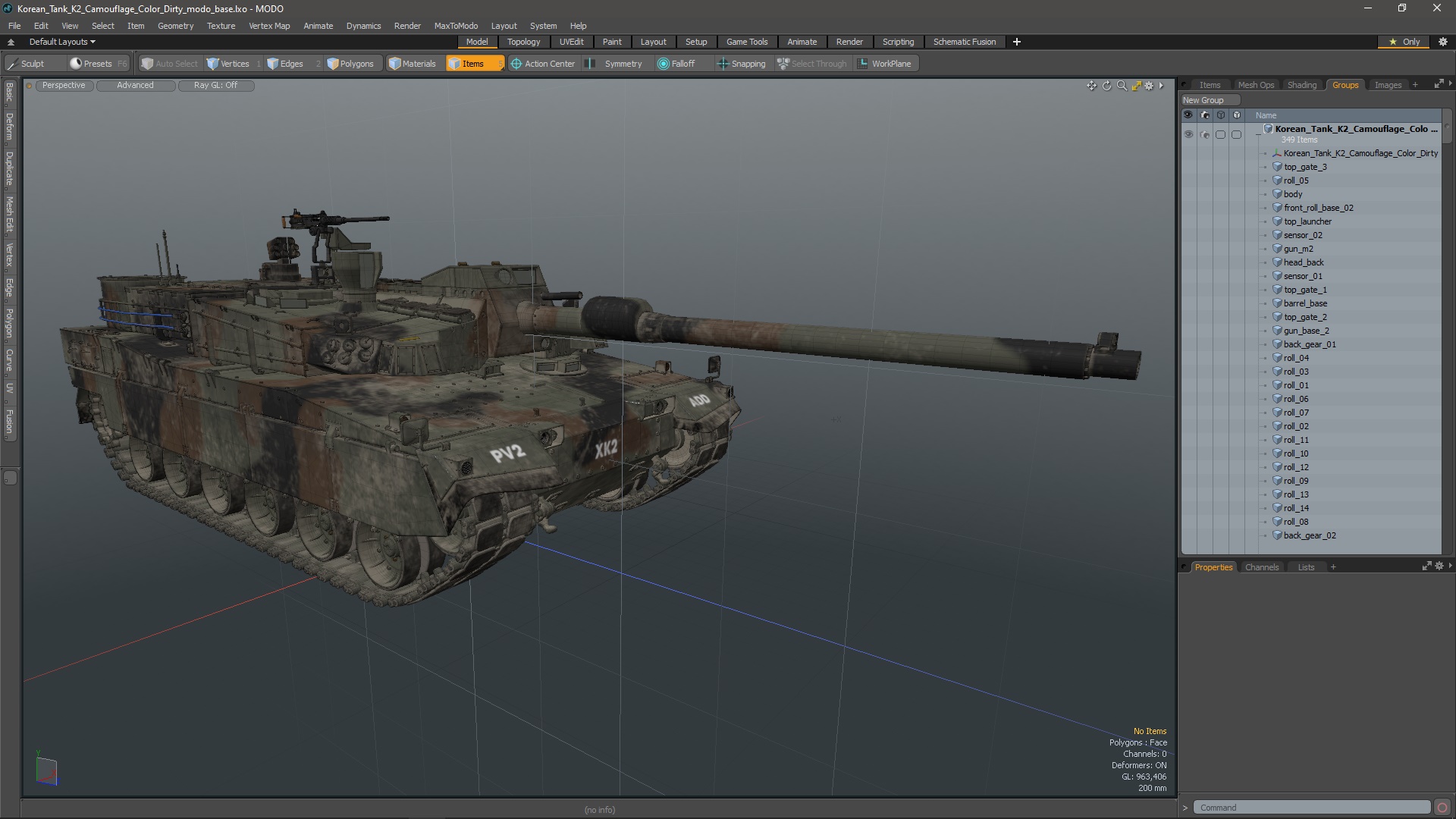 Korean Tank K2 Camouflage Color Dirty 3D