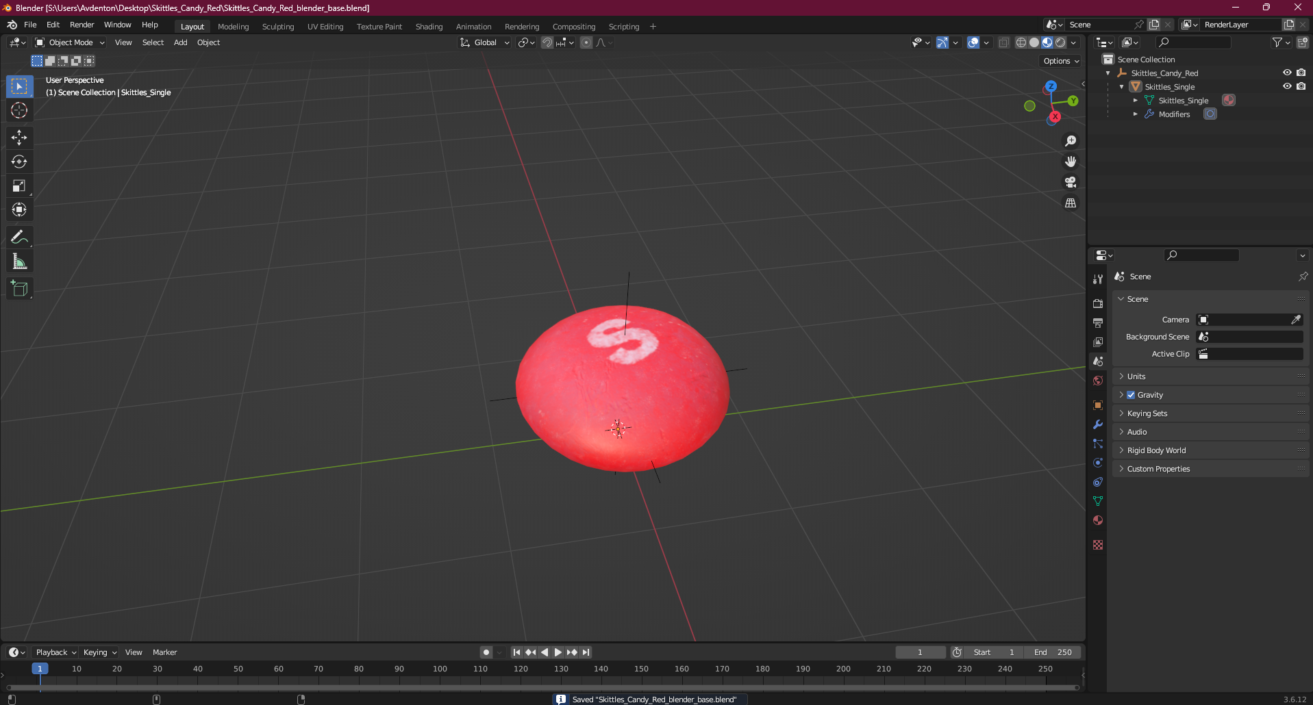 3D Skittles Candy Red model