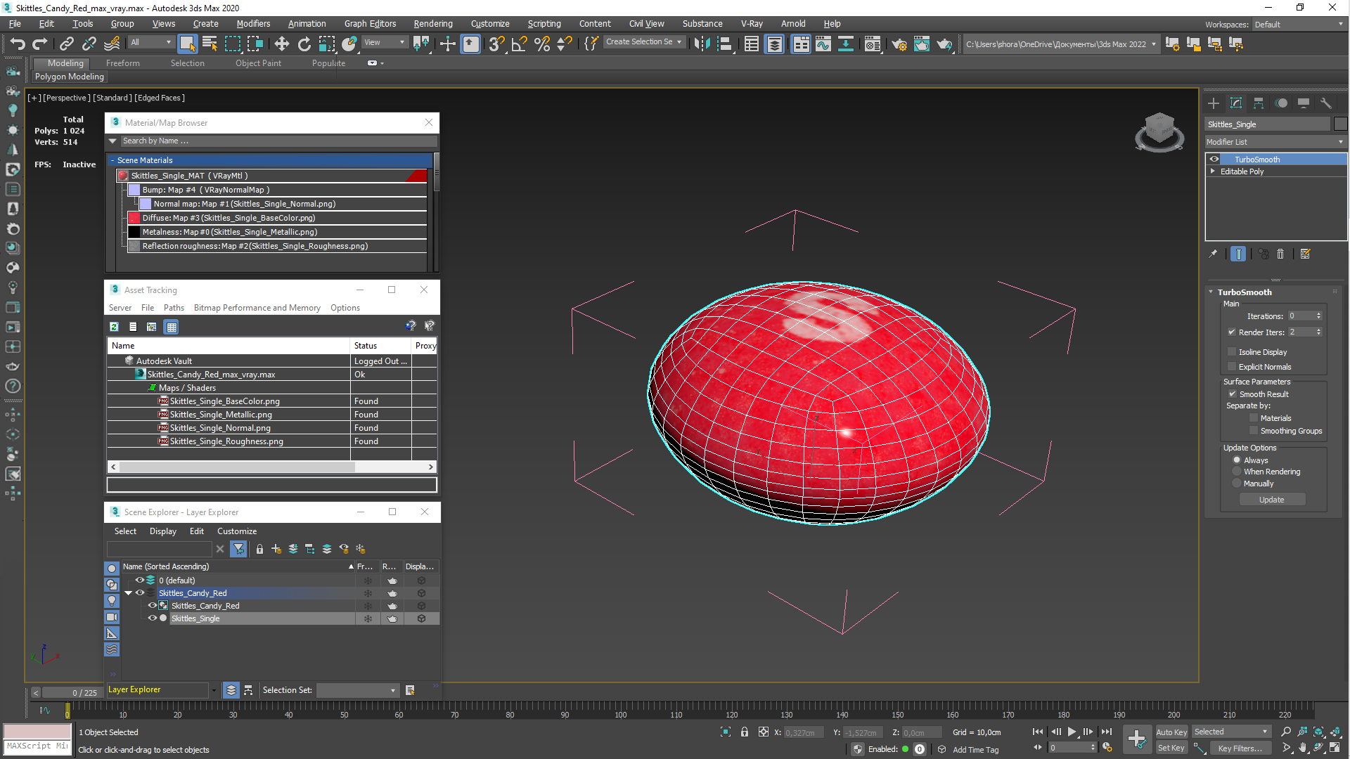 3D Skittles Candy Red model