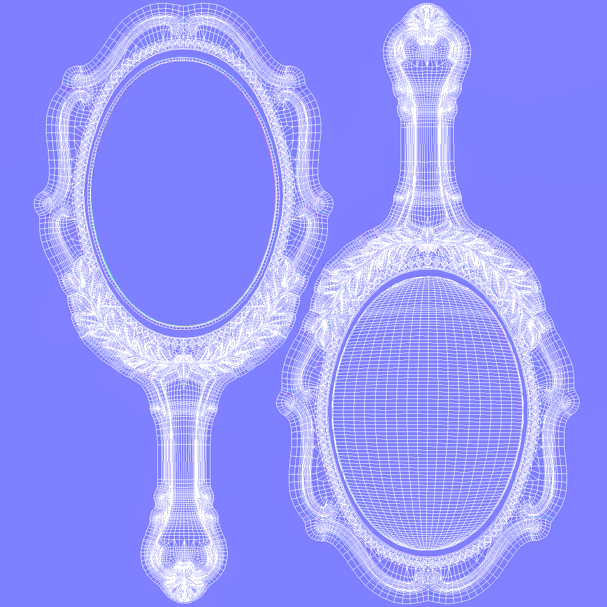 Retro Hand Held Mirror 3D